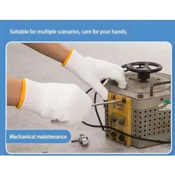 ELITEINSPIRE Unisex white cotton polyester knitted safety gloves, suitable for gardening, construction, courtyard, industrial, barbecue, warehouse, outdoor, cooking work -12 pairs.