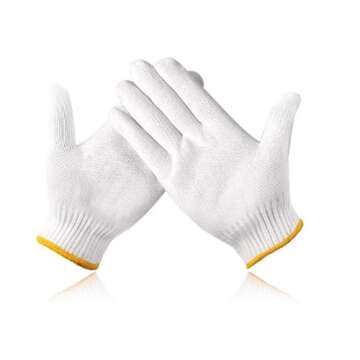 ELITEINSPIRE Unisex white cotton polyester knitted safety gloves, suitable for gardening, construction, courtyard, industrial, barbecue, warehouse, outdoor, cooking work -12 pairs.
