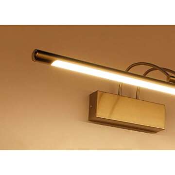 SUSUO Modern LED Vanity Lights for Mirror, Warm White Brushed Gold Bathroom Vanity Lighting Fixtures Long Shade Makeup Light Wall Sconce