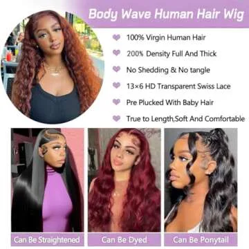13x6 Chocolate Brown Lace Front Wig Human Hair 200% Density Body Wave Wigs HD Transparent Front Wigs Human Hair Pre Plucked with Baby Hair Brown Colored Wigs for Women Human Hair Wigs 26 Inch
