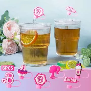 Straw Cover Cap for Stanley Cup, 6Pcs Cute Hot Pink Straw Topper Compatible with 30&40 Oz Tumbler with Handle, Reusable Silicone Straw Tip Covers as Stanley Cup Accessories(10mm)