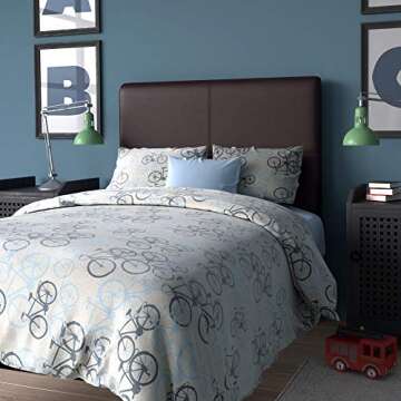 Homepop Home Decor | Upholstered Twin Headboard | Youth Faux Leather Headboard for Twin Bed, Brown