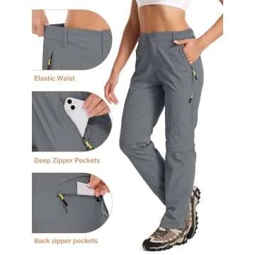 Women's Hiking Pants Quick Dry Convertible Stretch Lightweight Outdoor UPF 40 Fishing Safari Travel Gardening Capri Pants, 4409,Grey,10