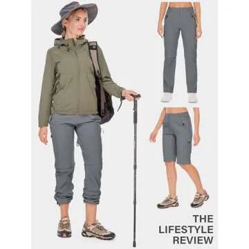 Women's Hiking Pants Quick Dry Convertible Stretch Lightweight Outdoor UPF 40 Fishing Safari Travel Gardening Capri Pants, 4409,Grey,10