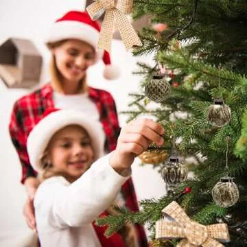 AuldHome Design Farmhouse Ball Ornaments (Set of 6, 2", Antique Gold); Distressed Metal Tin Glass Ball Vintage Style Christmas Decorations