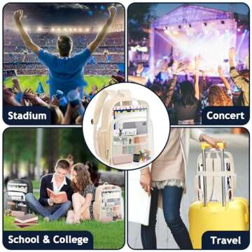 KETIEE Clear Backpack Heavy Duty: Clear Bag for Stadium Events, TPU & Leather Transparent Backpacks ...