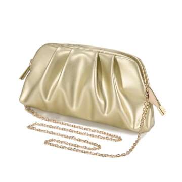 SWEETV Dressy Vegan Leather Clutch Purse for Women Formal, Soft Pleated PU Evening Clutch for Weddin...