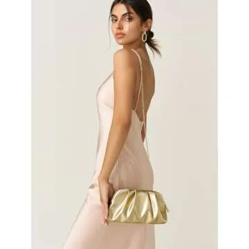 SWEETV Dressy Vegan Leather Clutch Purse for Women Formal, Soft Pleated PU Evening Clutch for Weddings, Proms, Cocktail-Gemma