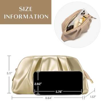 SWEETV Dressy Vegan Leather Clutch Purse for Women Formal, Soft Pleated PU Evening Clutch for Weddings, Proms, Cocktail-Gemma