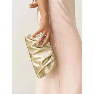 SWEETV Dressy Vegan Leather Clutch Purse for Women Formal, Soft Pleated PU Evening Clutch for Weddings, Proms, Cocktail-Gemma