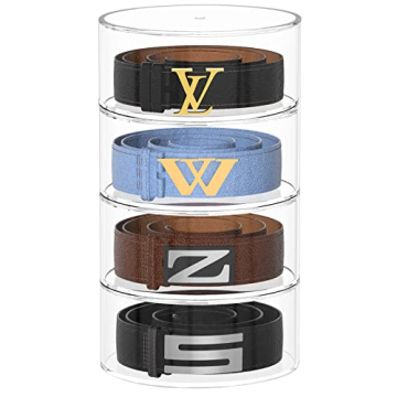 Carmanon 4 Layers Belt Organizer for Closet, Acrylic Belt Storage Organizer Clear Belt Holder, Men B...