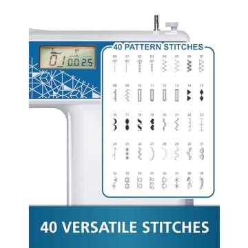 MILLEPUNTI Computerized Sewing Machine with 40 Stitches LCD Display Automatic Needle Threader Includ...
