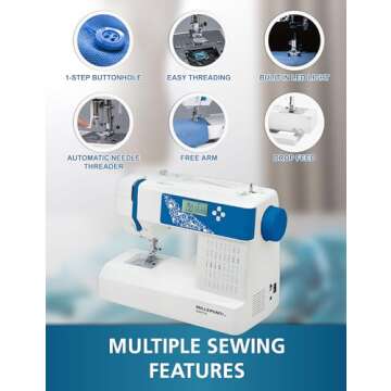 MILLEPUNTI Computerized Sewing Machine with 40 Stitches LCD Display Automatic Needle Threader Include 4 feet and Accessories Perfect for Beginners Quilting and DIY MHP30