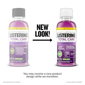 Listerine Total Care Anticavity Fluoride Mouthwash for Bad Breath, Fresh Mint, 3.2 Fl oz, Pack of 12