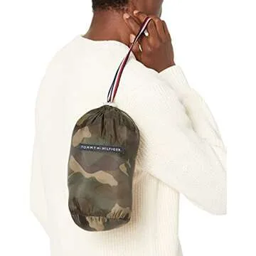 Tommy Hilfiger Men's Ultra Loft Lightweight Packable Puffer Jacket (Standard and Big and Tall), Olive Camouflage, Medium