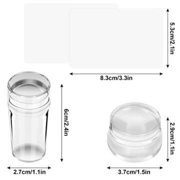 2 Set Clear Silicone Nail Stamper Set Transparent Visible Body Jelly Nails Art Template Tools with S...