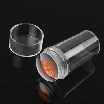 2 Set Clear Silicone Nail Stamper Set Transparent Visible Body Jelly Nails Art Template Tools with Scraper for DIY Nail