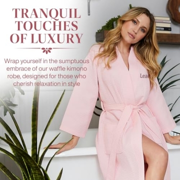 Lotus Linen Women's Lightweight Spa Robe - Personalized