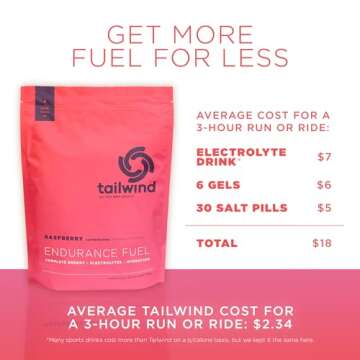 Tailwind Nutrition Endurance Fuel, Electrolyte & Hydration Sports Drink Mix Powder with Caffeine, Gluten-Free, Vegan, Raspberry Buzz, 50 Servings (Caffeinated)