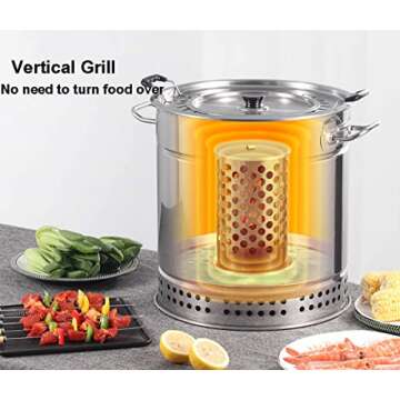 INLETTER Portable Vertical Charcoal Smoker Grill Barrel Grill with 28 Skewers, Outdoor Indoor Camping Smokeless Charcoal Barbecue Grill BBQ,L