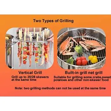INLETTER Portable Vertical Charcoal Smoker Grill Barrel Grill with 28 Skewers, Outdoor Indoor Camping Smokeless Charcoal Barbecue Grill BBQ,L