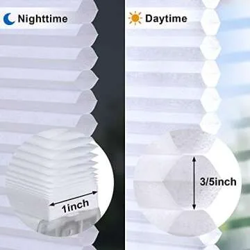 LazBlinds Cordless Cellular Shades, No Tools No Drill Light Filtering Honeycomb Shades Pleated Blinds for Windows, 34'' W x 64'' H, White