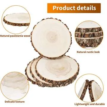 FSWCCK 4 Pack 8-9 Inches Natural Round Wood Slices Unfinished Craft Wood Kit Circles Large Wood Slices for DIY Crafts, Weddings Centerpieces Decor, Wood Ornament Disc