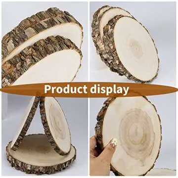 FSWCCK 4 Pack 8-9 Inches Natural Round Wood Slices Unfinished Craft Wood Kit Circles Large Wood Slices for DIY Crafts, Weddings Centerpieces Decor, Wood Ornament Disc