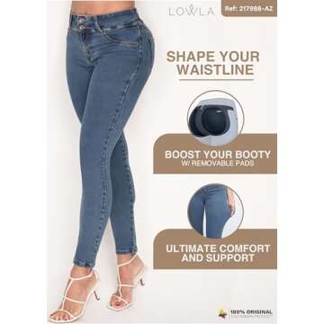 L.O.W.L.A SHAPEWEAR LOWLA Butt Lifting Jeans | Removable Butt Pads | Pantalones Colombianos Levanta ...
