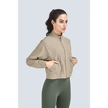 Altiland Women's Cropped Athletic Jacket for Running