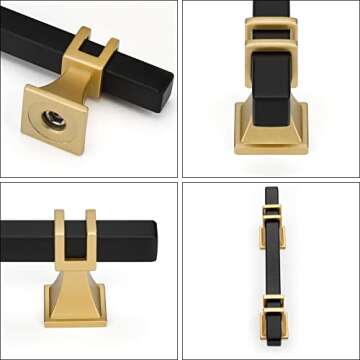 Haliwu Stylish Black and Gold Cabinet Handles Pack