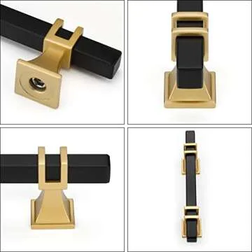 Haliwu Stylish Black and Gold Cabinet Handles Pack