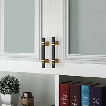Haliwu Stylish Black and Gold Cabinet Handles Pack