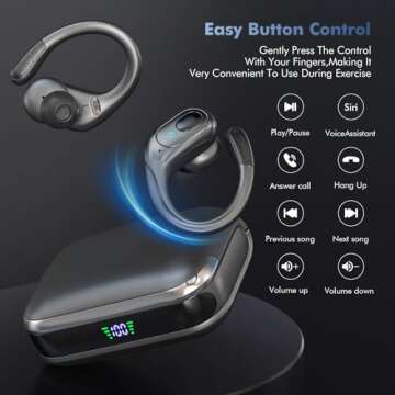 Sajawass Wireless Earbuds with 75Hrs Playback and LED Display