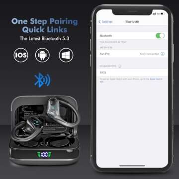 Sajawass Wireless Earbuds with 75Hrs Playback and LED Display