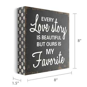 Barnyard Designs Wooden Signs for Home Decor, Motivational Desk Decorations for Women Office or Bathroom Shelf Décor (Every Love Story)