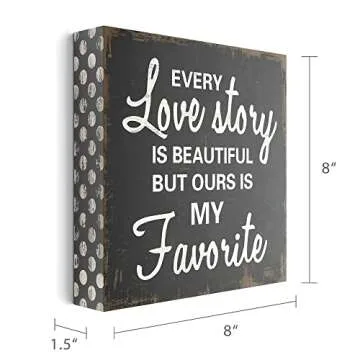 Barnyard Designs Wooden Signs for Home Decor, Motivational Desk Decorations for Women Office or Bathroom Shelf Décor (Every Love Story)