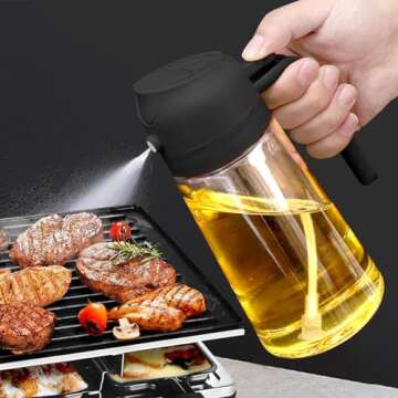 2 in 1 Oil Dispenser and Oil Sprayer - Glass Olive Oil & Cooking Gadget