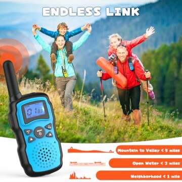 Wishouse Walkie Talkies for Kids Adults Rechargeable 4 Sets with 2 USB Chargers|4X3000mAh Batteries|Lanyards|Family Walky Talky Long Range for Hiking Camping|Xmas Birthday Gift|Boys Girls Present