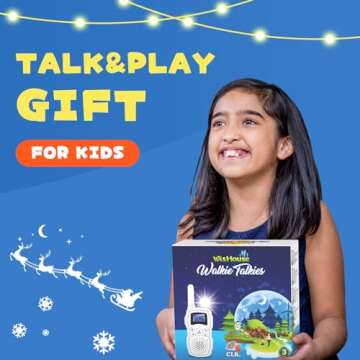 Wishouse Walkie Talkies for Kids Adults Rechargeable 4 Sets with 2 USB Chargers|4X3000mAh Batteries|Lanyards|Family Walky Talky Long Range for Hiking Camping|Xmas Birthday Gift|Boys Girls Present