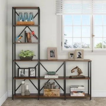 Tribesigns 9 Shelves Bookshelves - Industrial Ladder Style