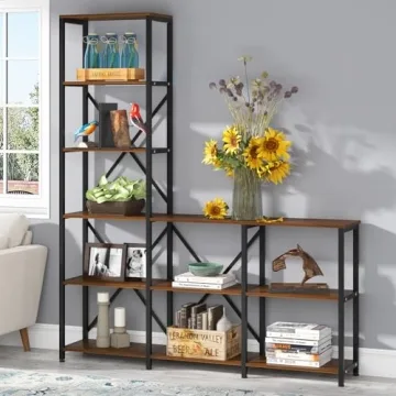 Tribesigns 9 Shelves Bookshelves - Industrial Ladder Style