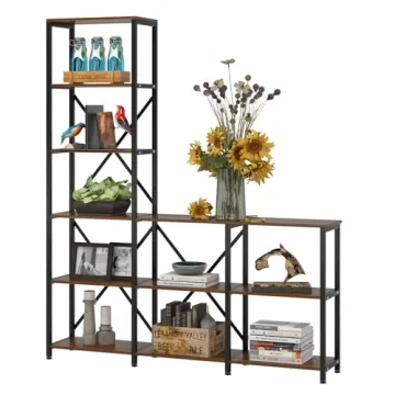 Tribesigns 9 Shelves Bookshelves - Industrial Ladder Style