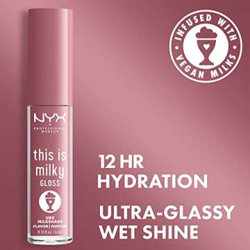 NYX PROFESSIONAL MAKEUP This Is Milky Gloss, Lip Gloss with 12 Hour Hydration, Vegan - Ube Milkshake...