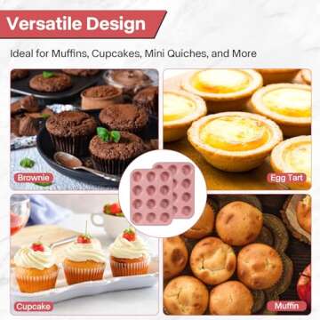 Spmarkt 2-Pack Pink Nonstick Muffin Pans, 12-Cup Muffin Cake Pan, 5-Layer Free PFOA/PFOS/PTFE Safe Cupcake Pan, Durable & Easy-Clean Muffin Cup for Baking