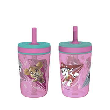 Zak Designs Kelso 15 oz Tumbler Set (Paw Patrol Skye & Everest) Non-BPA Leak-Proof Screw-On Lid with...