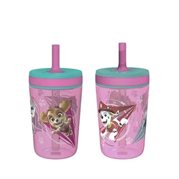 Zak Designs Kelso 15 oz Tumbler Set – Paw Patrol Skye & Everest, Durable Non-BPA Cups for Kids