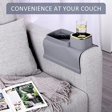 HMASYO Couch Cup Holder - Silicone Sofa Armrest Table