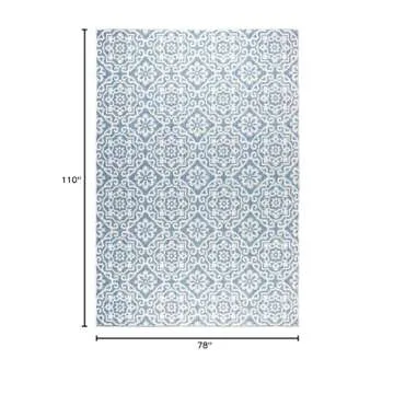 Nicole Miller New York Patio Country Danica Transitional Geometric Indoor/Outdoor Area Rug, Blue/Gre...