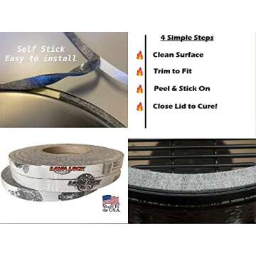 1/2" x 1/8" LavaLock High Temp BBQ Gasket Smoker Seal for Nomex Door Lid, Self Stick Grey